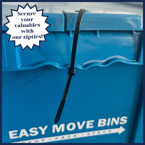 Secure bins with zip ties